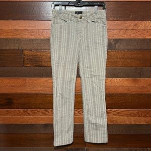 KMJ Kate McHale Flat Front Gray and Red Striped Denim Jeans